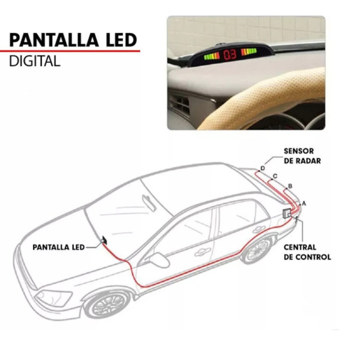 Sistema De Sensor De Aparcamiento De Alta Calidad Con 4 Sens Negro