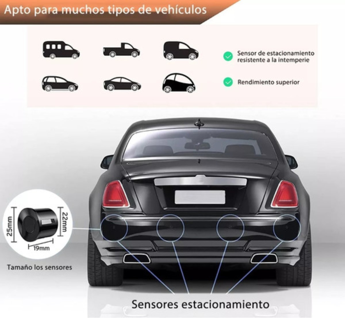 Sistema De Sensor De Aparcamiento De Alta Calidad Con 4 Sens Negro