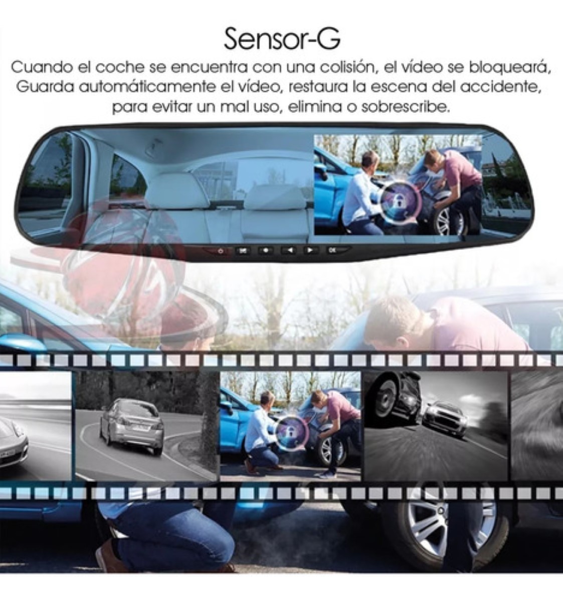 Espejo Retrovisor 4.5 PuLG Doble Cámara Frente Reversa Negro