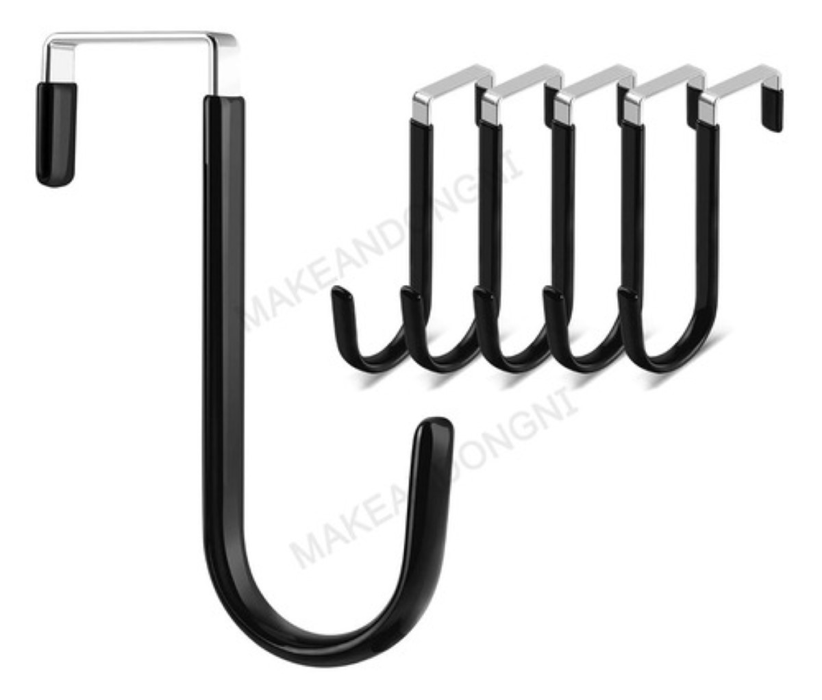 6pcs Ganchos Para Colgar De Puerta Para Ropa/sombrero Negro/Plata 