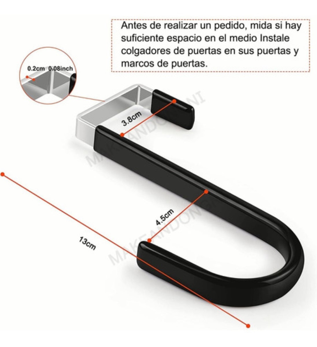 6pcs Ganchos Para Colgar De Puerta Para Ropa/sombrero Negro/Plata 