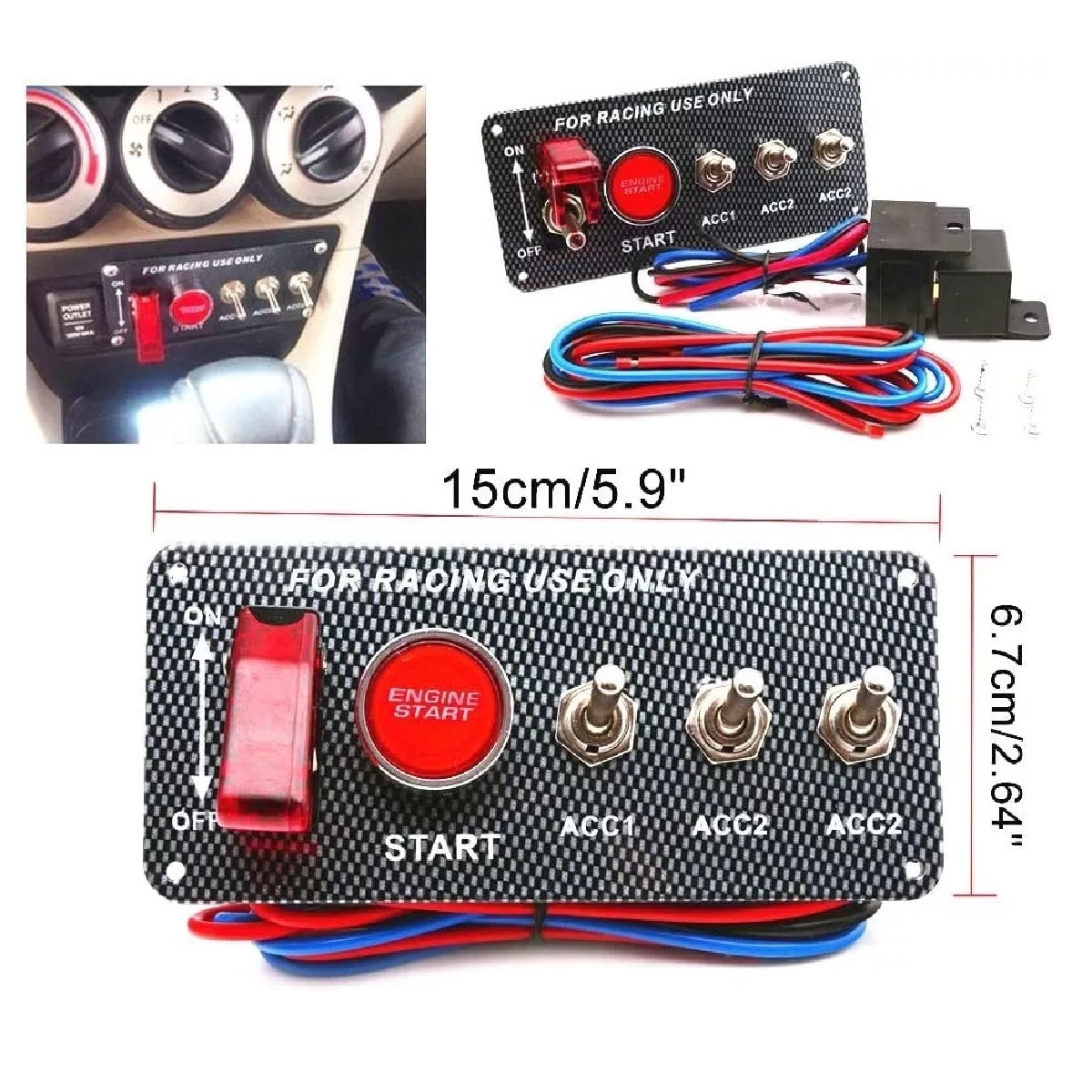 Botón De Arranque Racing Switch Encendido Panel De Auto 12v.