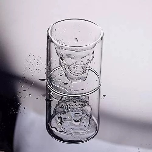 Set De Shots 4 Vasos Cristal Calavera Craneo 9 Cm (4 Pzas).