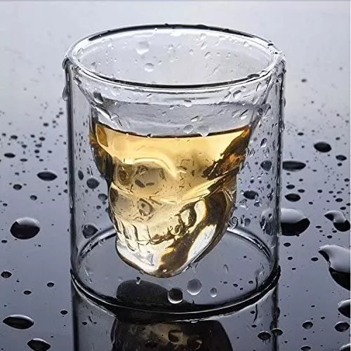 Set De Shots 4 Vasos Cristal Calavera Craneo 9 Cm (4 Pzas).