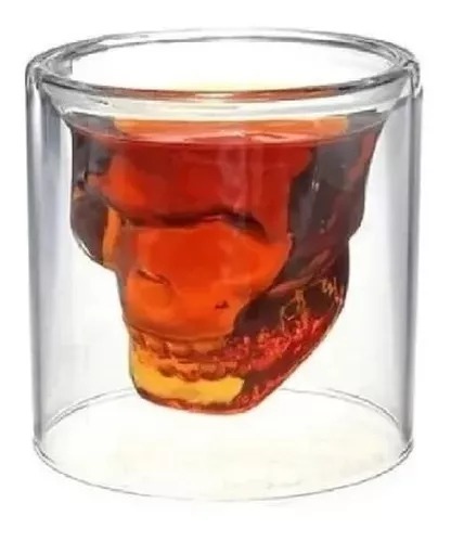 Set De Shots 4 Vasos Cristal Calavera Craneo 9 Cm (4 Pzas).