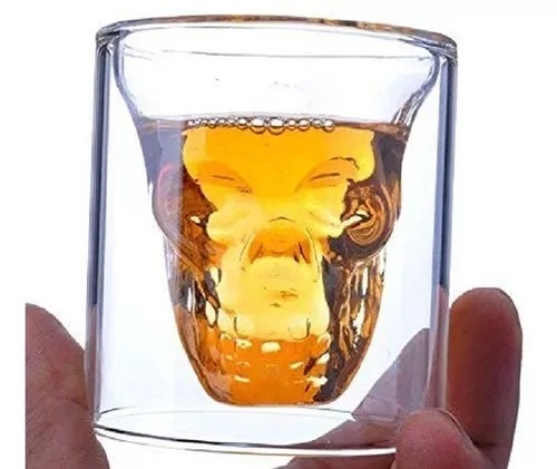 Set De Shots 4 Vasos Cristal Calavera Craneo 9 Cm (4 Pzas).
