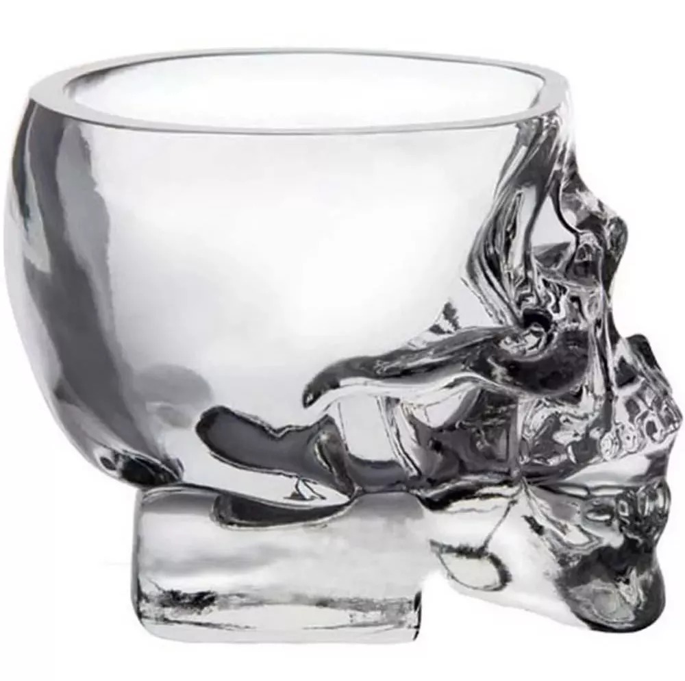 2 Vasos De Cristal En Forma Calavera Whisky Vodka Cerveza.