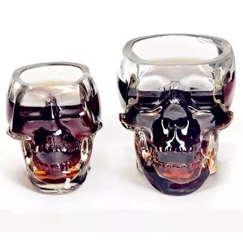 2 Vasos De Cristal En Forma Calavera Whisky Vodka Cerveza.