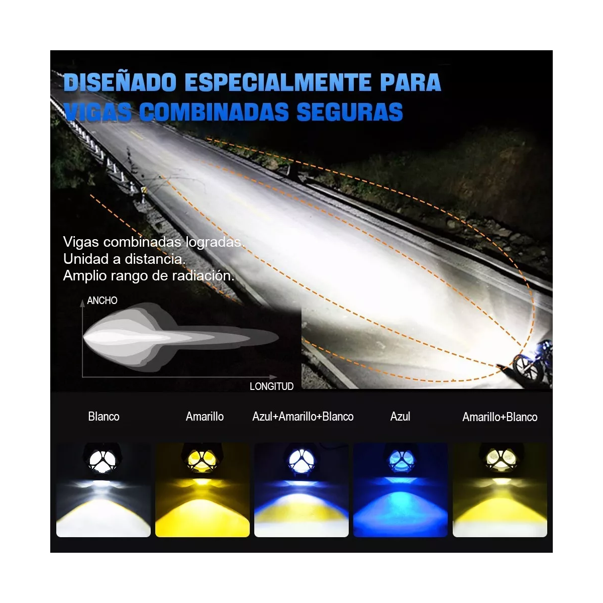 Par 2pcs Faros Auxiliares Lupa 120w Para Auto Moto Con Estrobo.