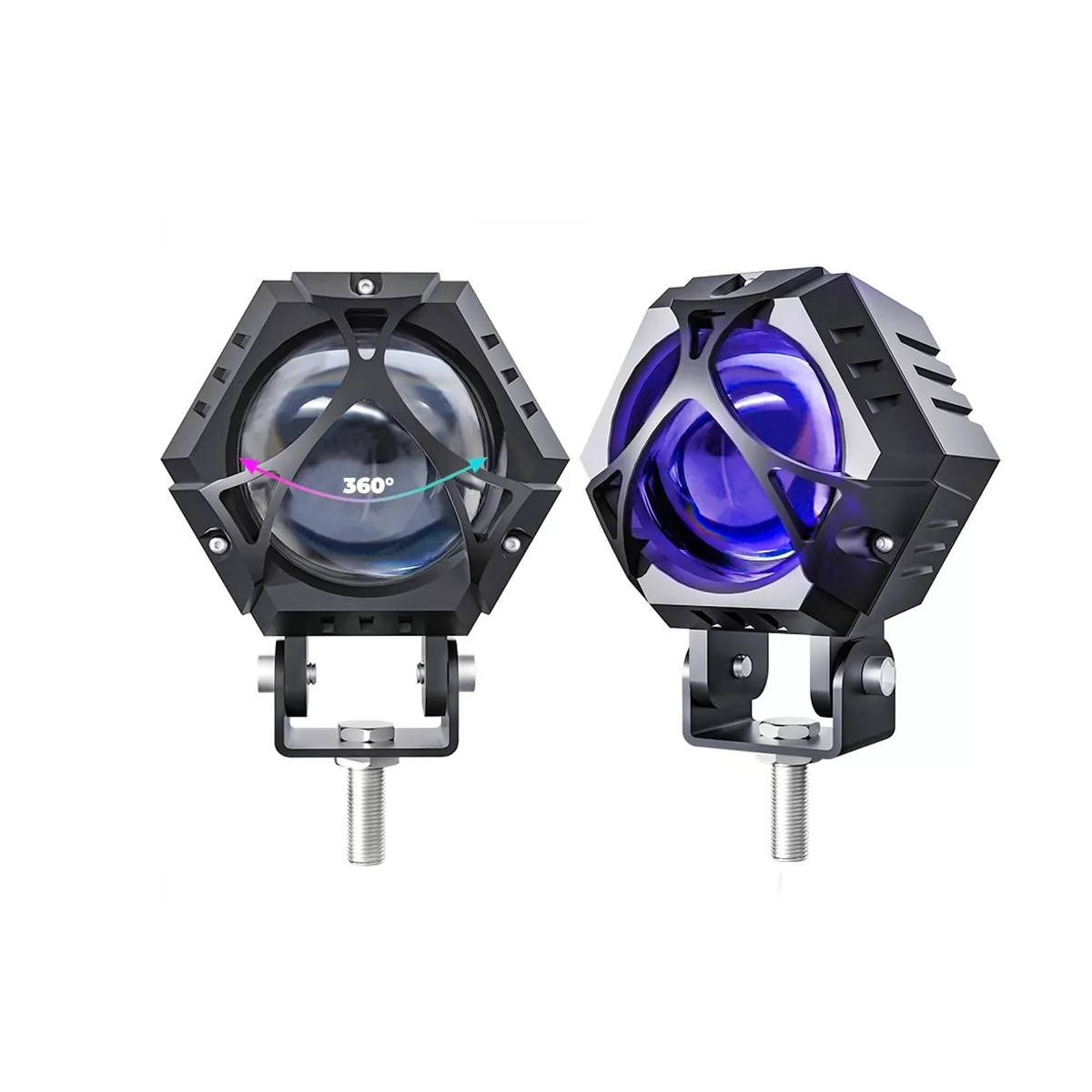 Par 2pcs Faros Auxiliares Lupa 120w Para Auto Moto Con Estrobo.