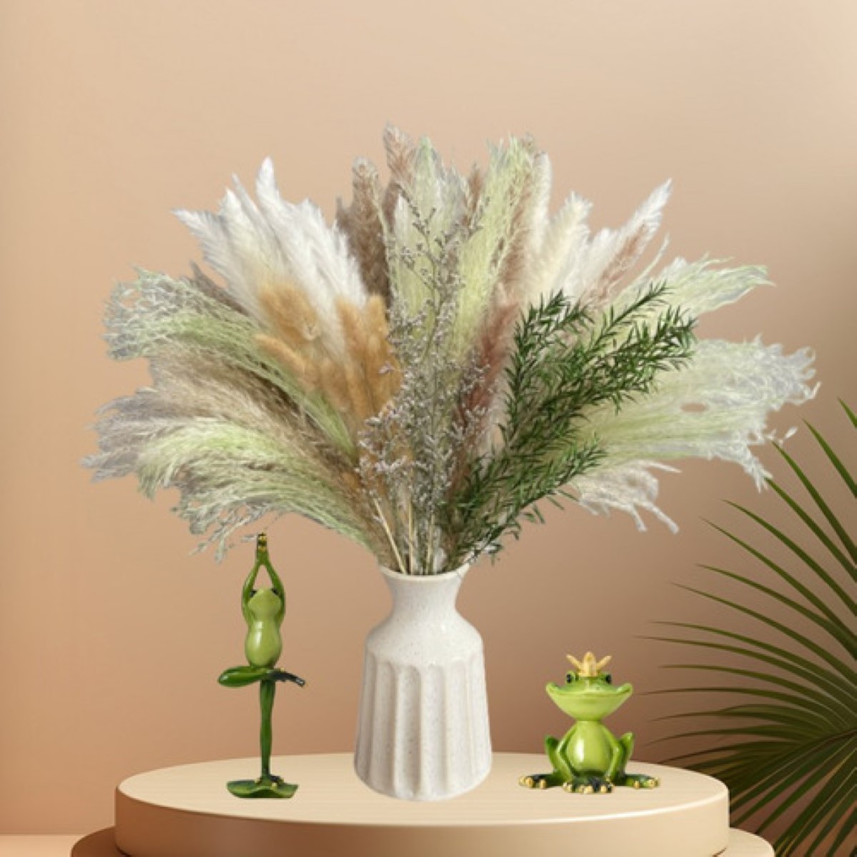 60pcs Pampas Secas Plantas Decorativas Flores Artificiales Verde claro