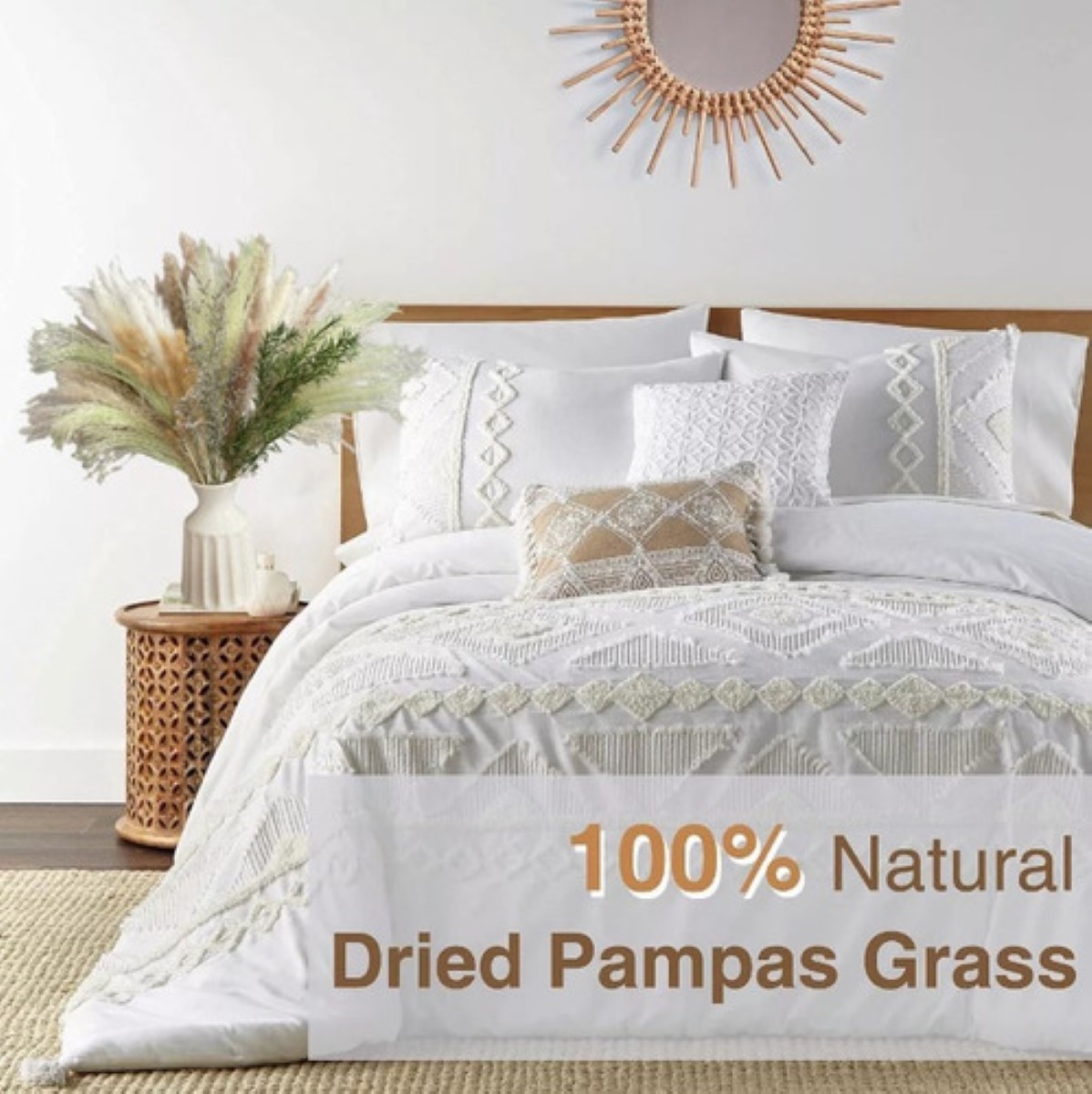 60pcs Pampas Secas Plantas Decorativas Flores Artificiales Verde claro