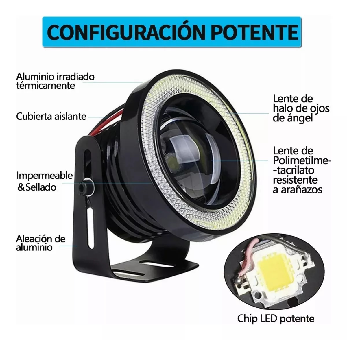 2pz Faros Antiniebla 3.5¨ Auxiliares Ojo De Angel Color Auto Rojo.