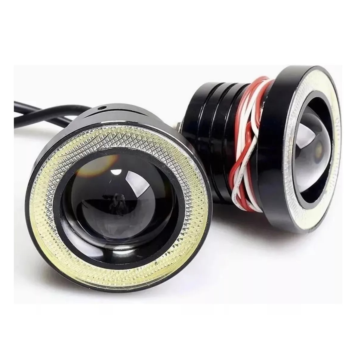 2pz Faros Antiniebla 3.5¨ Auxiliares Ojo De Angel Color Auto Rojo.