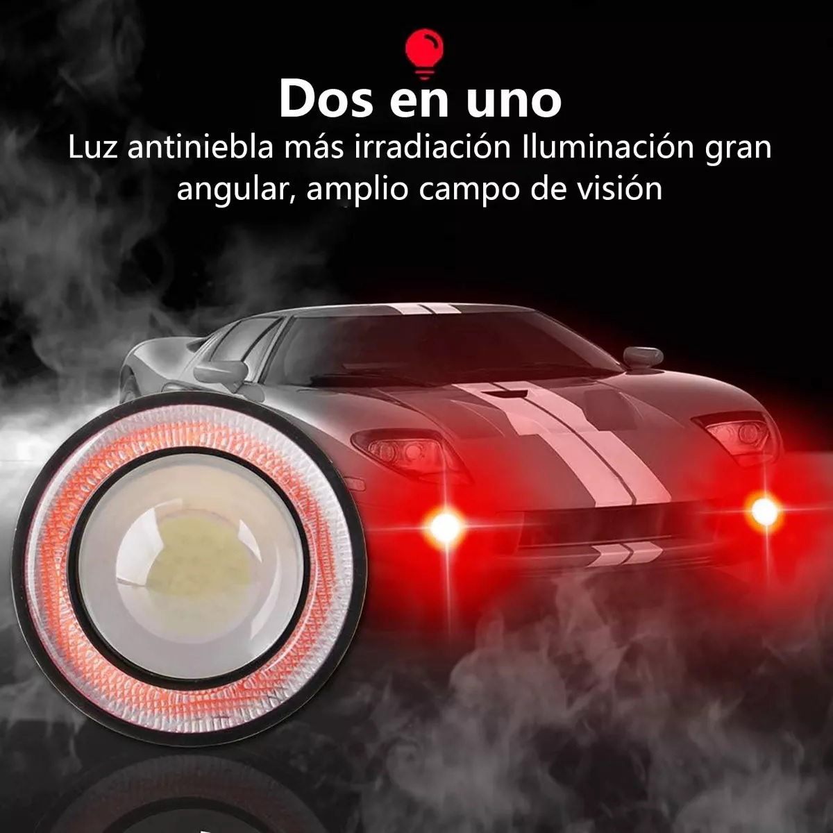 2pz Faros Antiniebla 3.5¨ Auxiliares Ojo De Angel Color Auto Rojo.