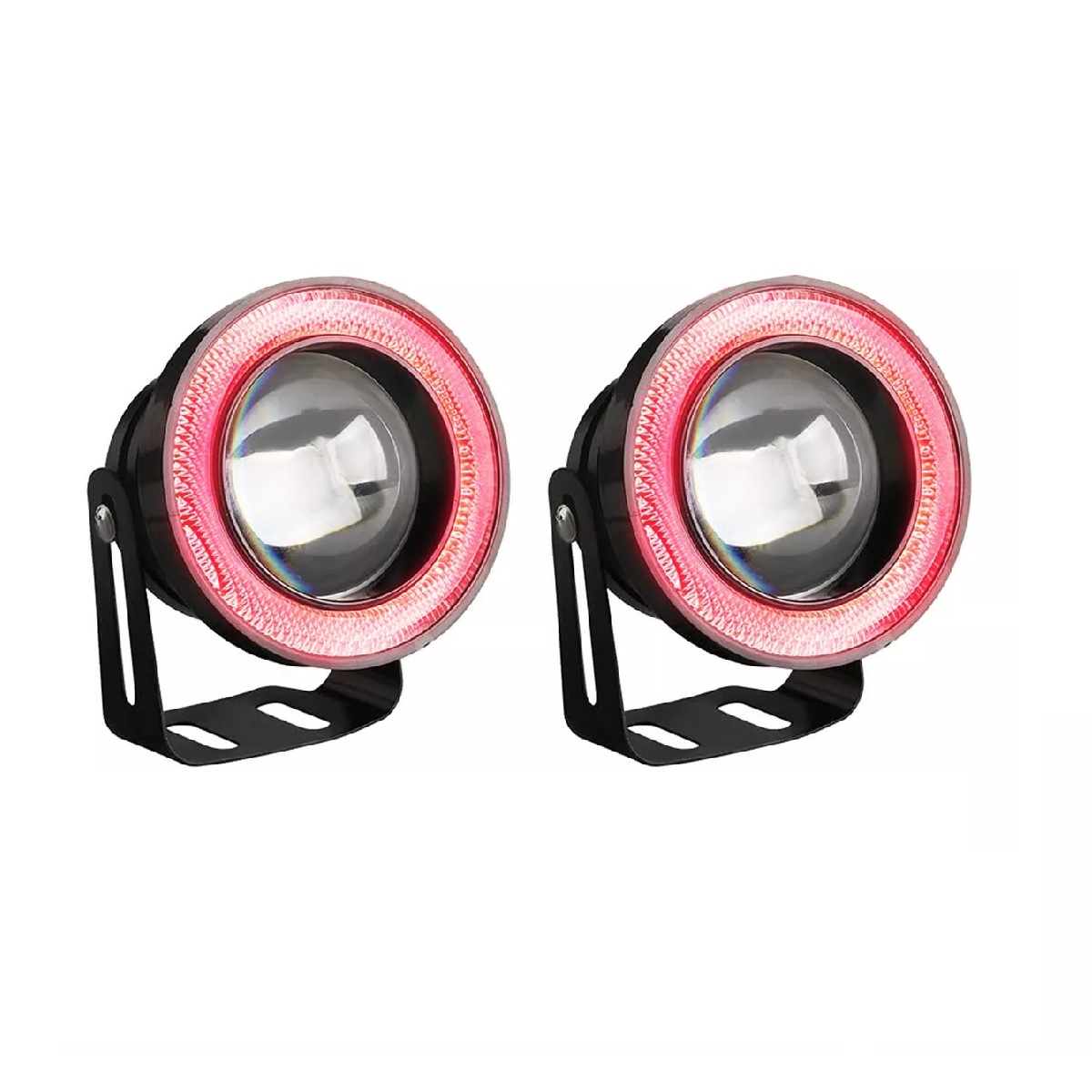 2pz Faros Antiniebla 3.5¨ Auxiliares Ojo De Angel Color Auto Rojo.