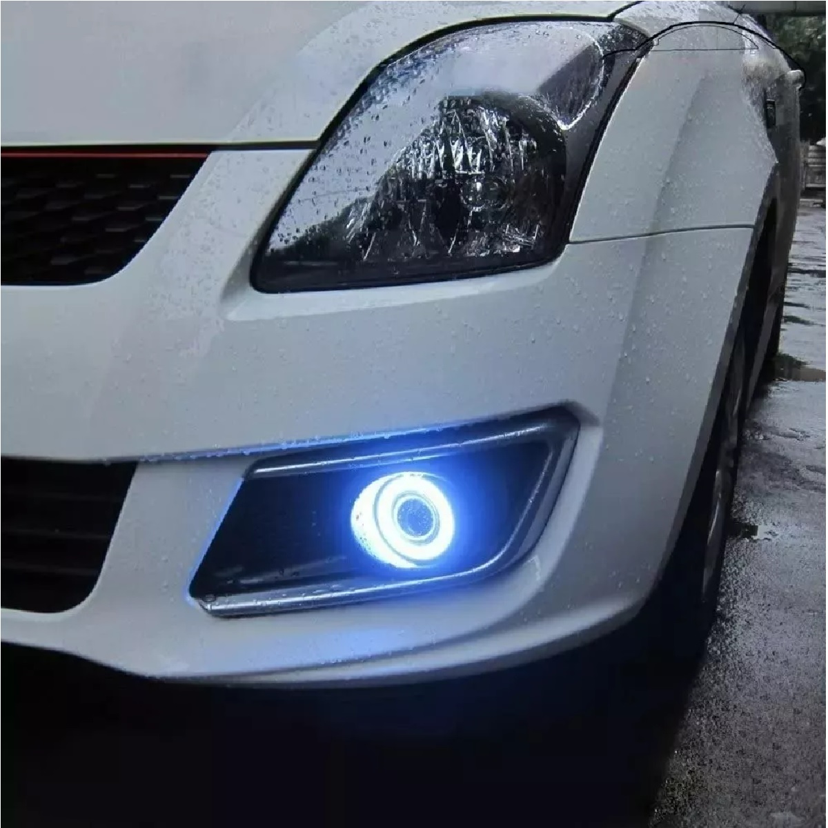 2pz Faros Antiniebla 3.5¨ Auxiliares Ojo De Angel Color Auto Azul.