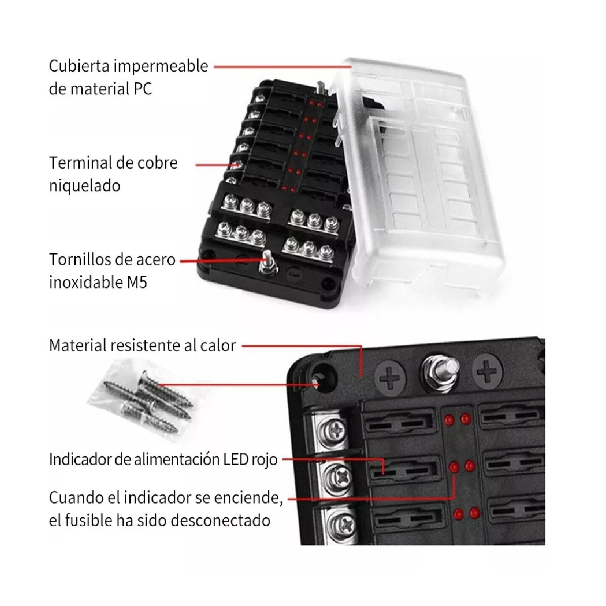 Caja De Fusibles Con Bus Negativo, Bloque Portafusibles.