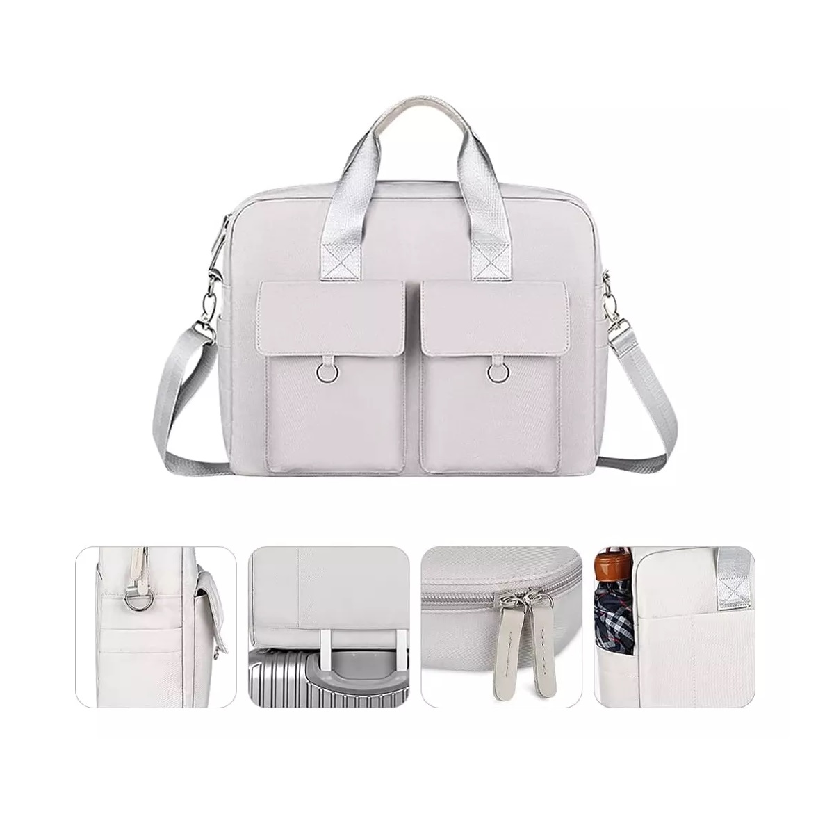 Impermeable Maletin Bolsa Para Laptop De 15.6inch Dama Mujer Gris.