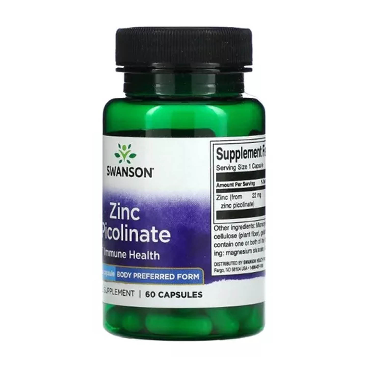 Zinc Picolinato 22mg Swanson 60 caps Potencia Inmunidad Salud.