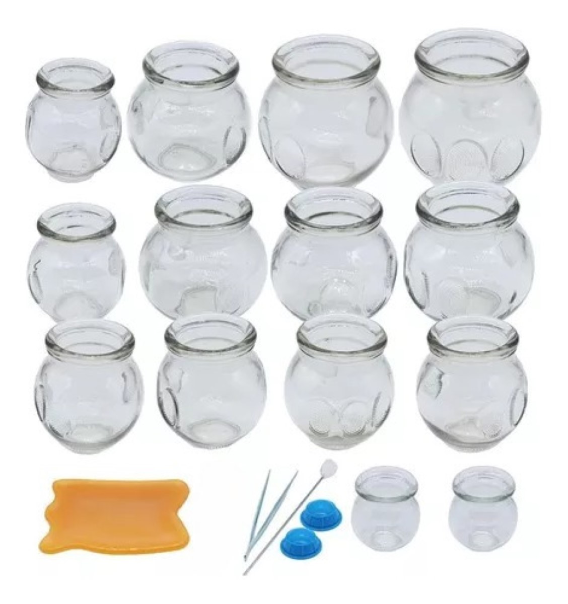 Ventosas Terapeutica Vidrio Relajación Adelgazamiento Kit 16 TRansparente