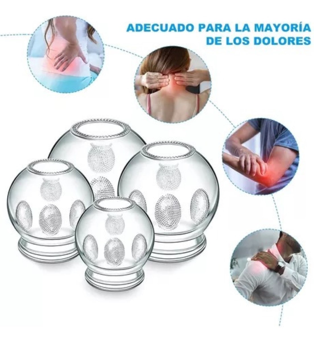 Ventosas Terapeutica Vidrio Relajación Adelgazamiento Kit 16 TRansparente