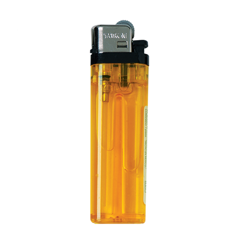 Encendedor TOKAI flama ajustable cuerpo de colores caja de 25 piezas cubre flama plata.