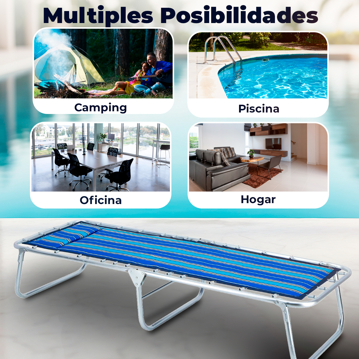 Catre Plegable para Playa con Colchoneta Integrada 507.