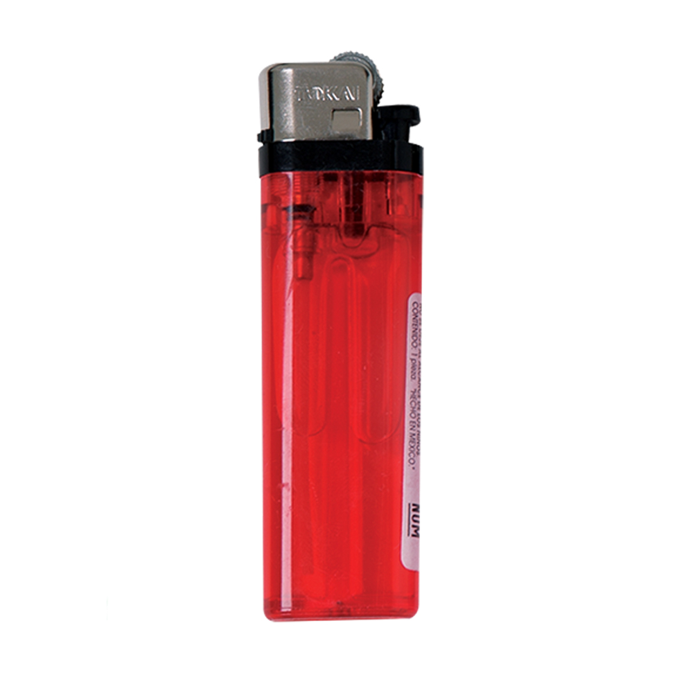 Encendedor TOKAI flama ajustable cuerpo de colores caja de 25 piezas cubre flama plata.