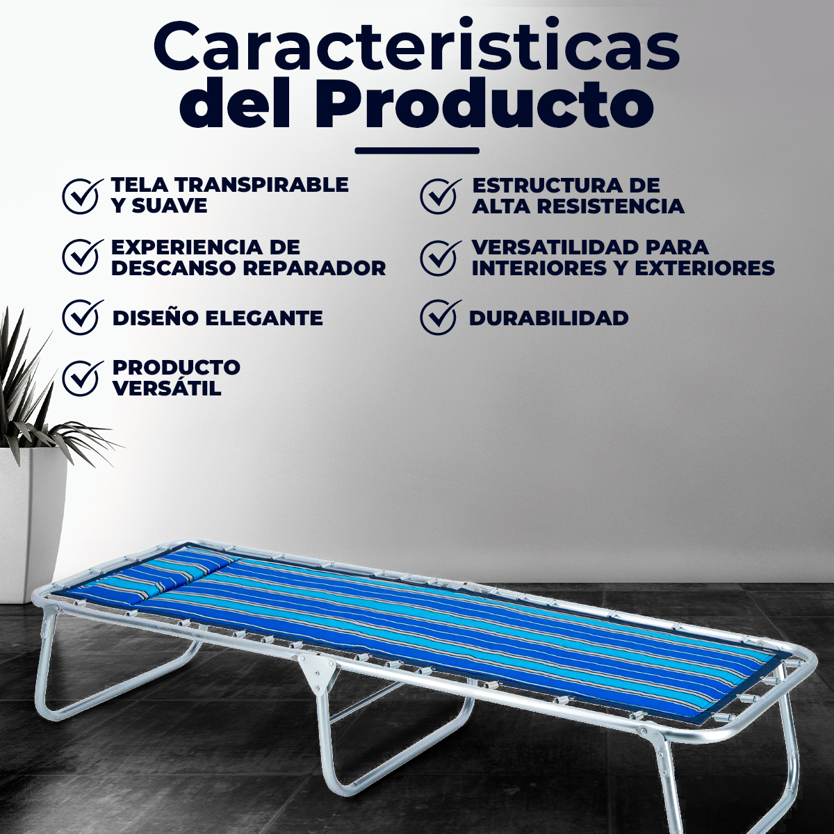 Catre Plegable para Playa con Colchoneta Integrada 507.