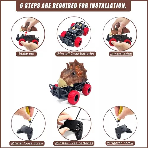Carrito Dinosaurio Rojo De Radio Control Cars Dinosaur Pilas Niñ@.
