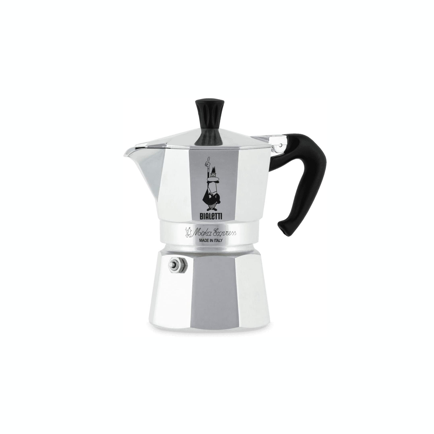 Cafetera Bialetti® 6800 Moka Express Percolator, Plateado 3 Tazas, 1.