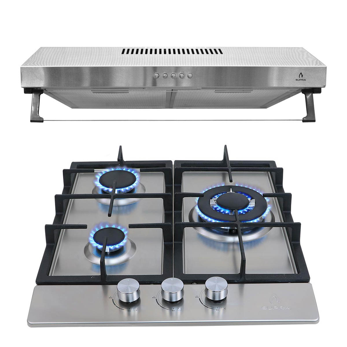 Combo SUPRA BERHOL campana NUBE A-50 y parrilla BERARDI de acero inoxidable.