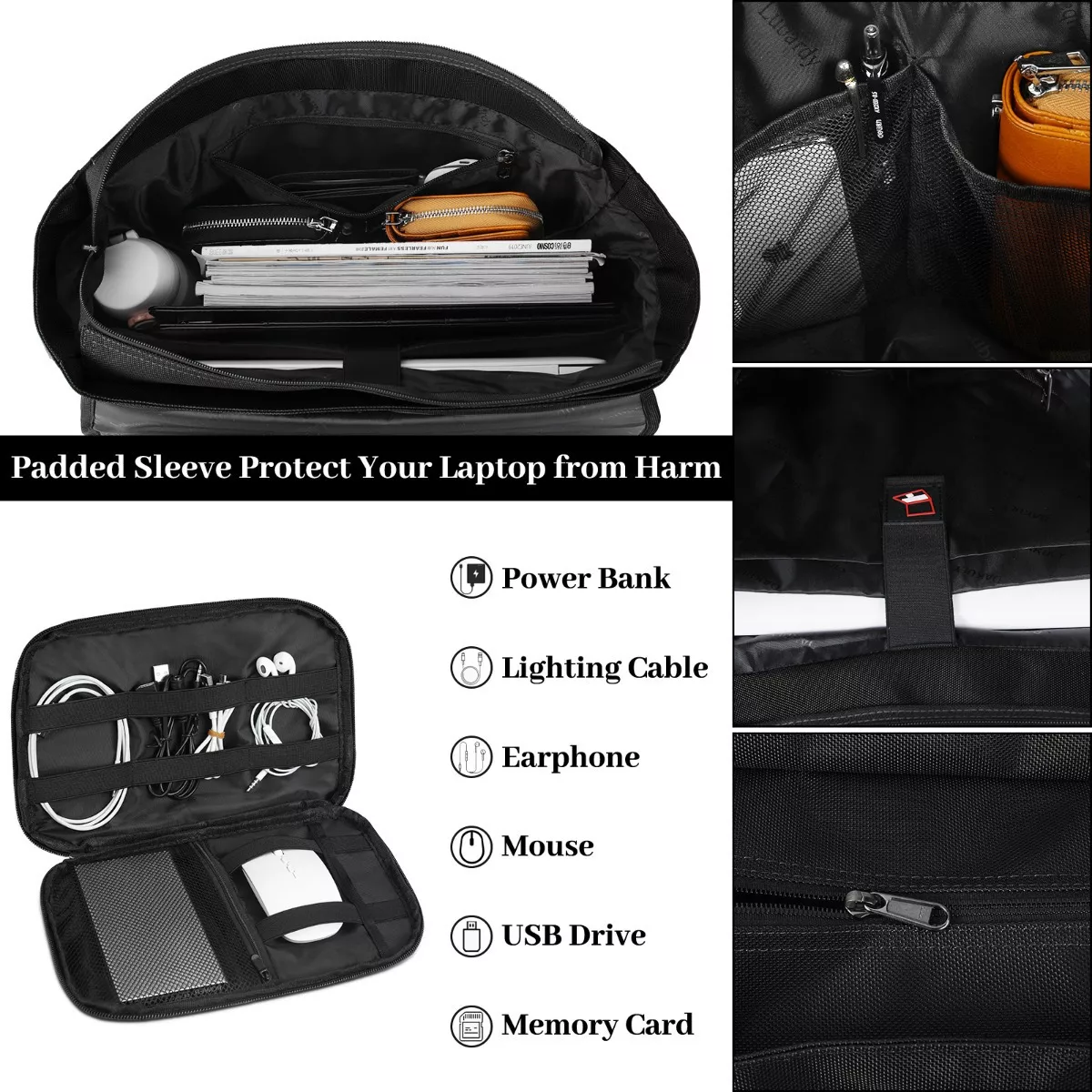 Kit De Maletín Impermeable Para Laptop De 15.6 In, 2 Piezas