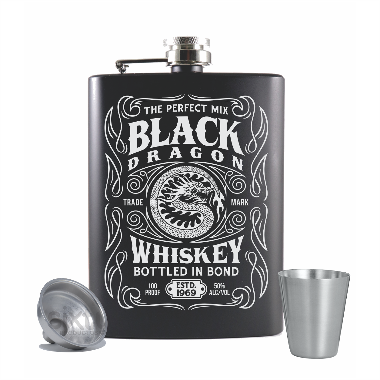 Licorera acero inoxidable capacidad 8oz (230ml) vaso shot y embudo ...