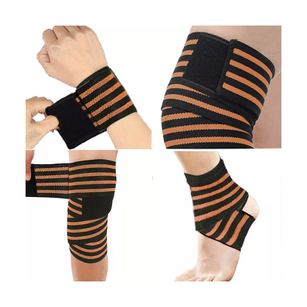 Rodillera Elastica Vendas 1 Par Bandas Deportiva Rodilla Gym Naranja.