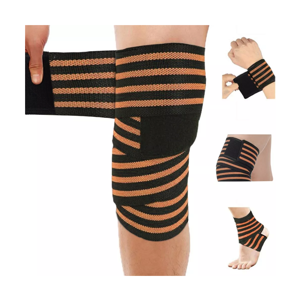 Rodillera Elastica Vendas 1 Par Bandas Deportiva Rodilla Gym Naranja.
