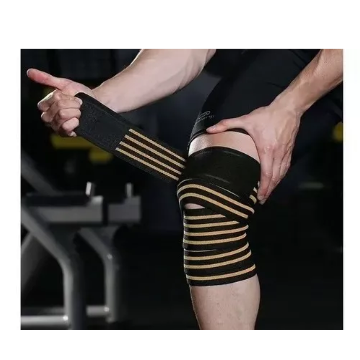 Rodillera Elastica Vendas 1 Par Bandas Deportiva Rodilla Gym Naranja.