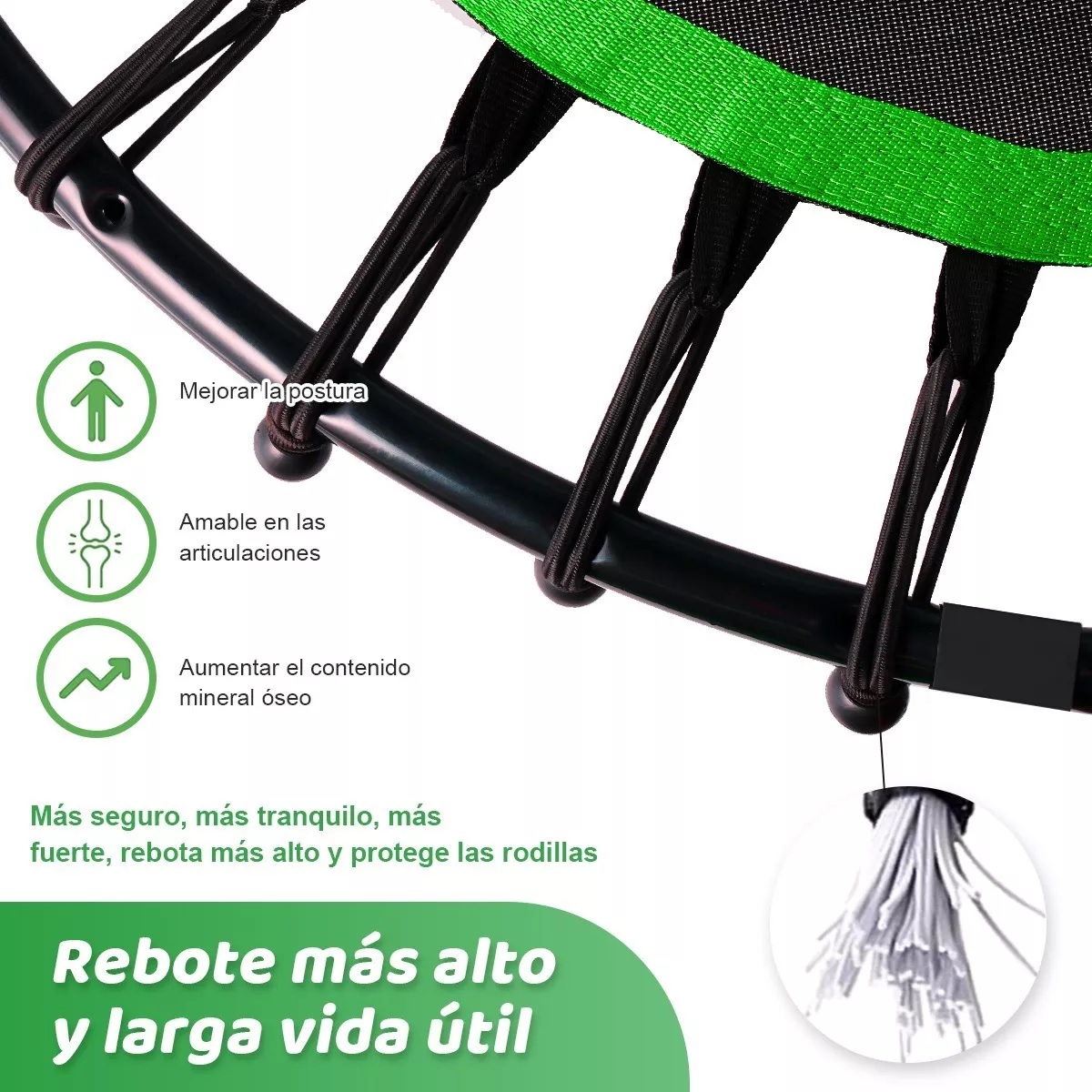 Trampolín Brincolín Ejercicio Aerobico Con Mango Ajustable Verde.