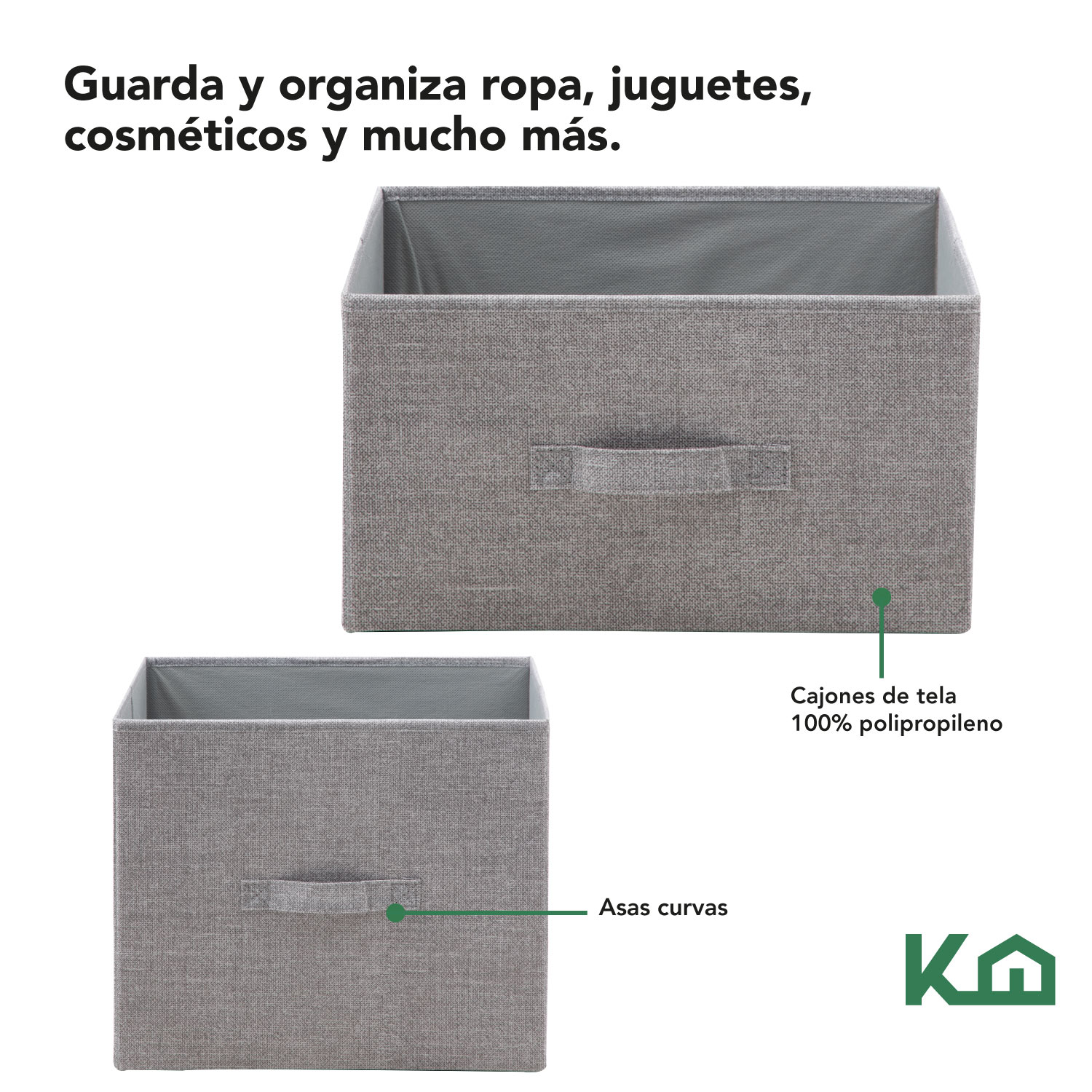 Comoda Cajonera 5 Cajones Mueble Organizador de Tela Madera Gris con Marco Blanco