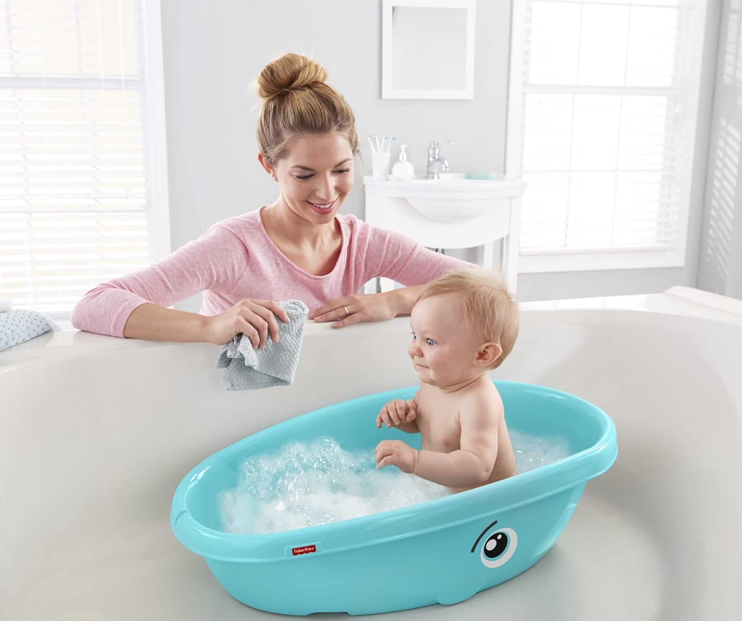 Bañera Tina Ballena Para Bebé Con Antiderrapante Fisher-Price.