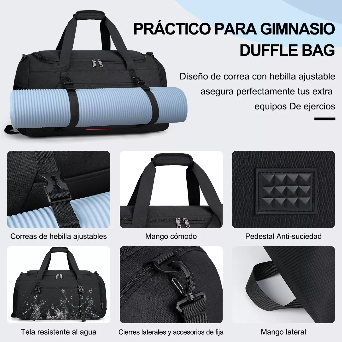 Maleta Deportiva Bolsa Gym Viaje Mochila Fitness Hombre 40l Negro.