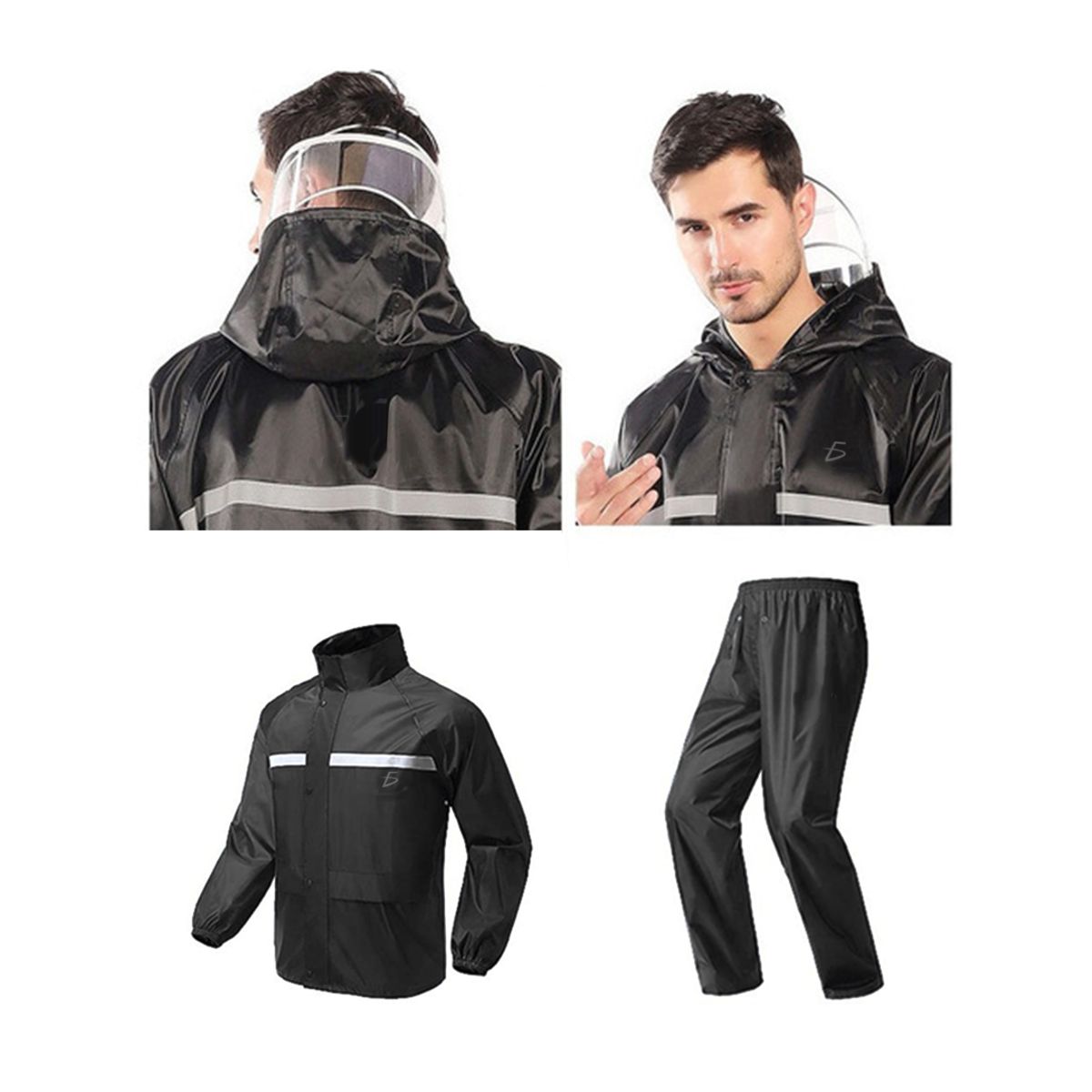 Traje Impermeable Con Capucha Unisex Unitalla Negro.