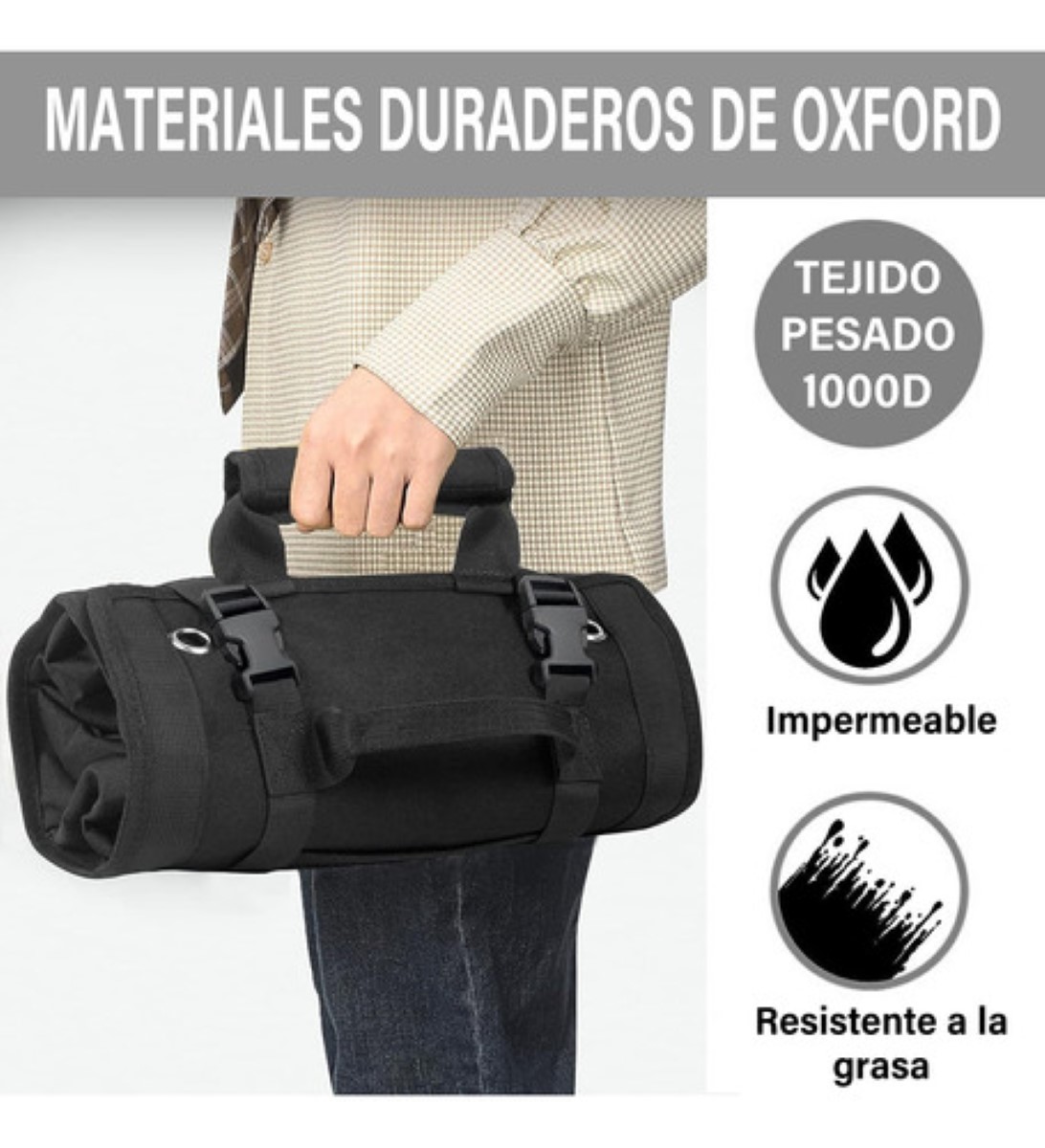 Bolsa Para Herramienta Enrollable Con Cremallera 6bolsillos negro