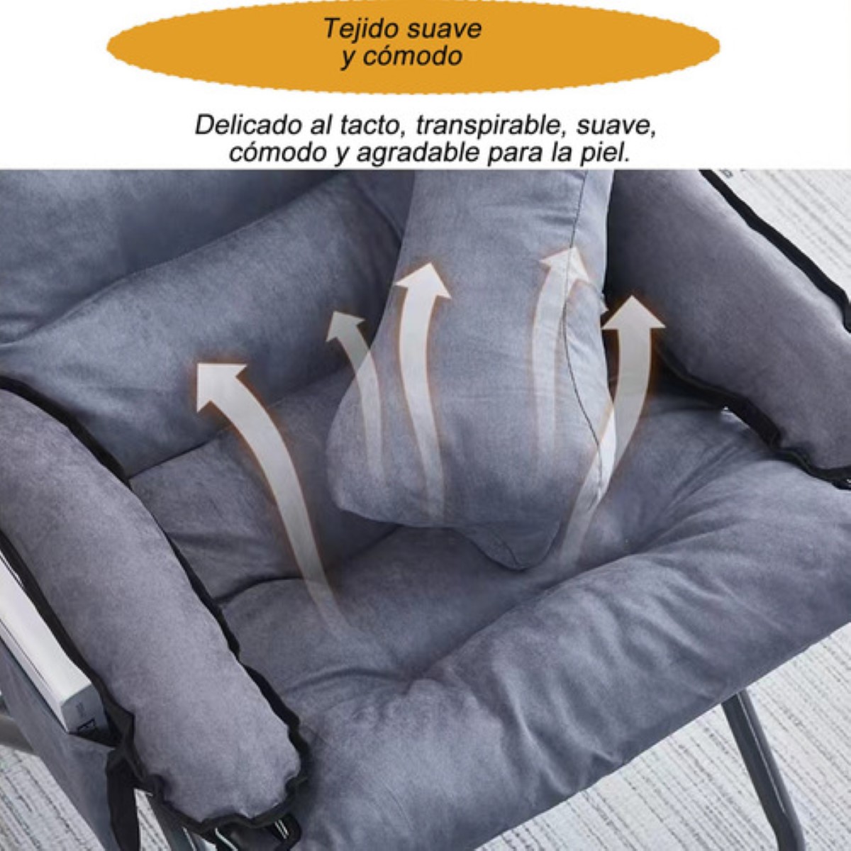 Sillón Plegable Perezoso Ajuste De Tres Velocida+ Taburete gris.