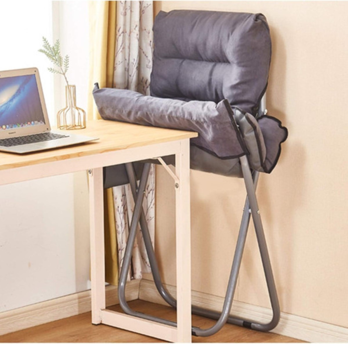 Sillón Plegable Perezoso Ajuste De Tres Velocida+ Taburete gris.