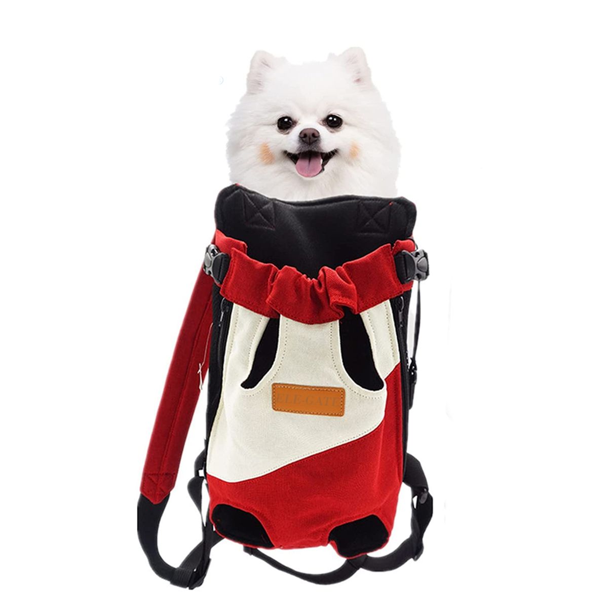 Mochila De Transporte a Cuatro Patas para Mascota Talla S Elegate Roja.