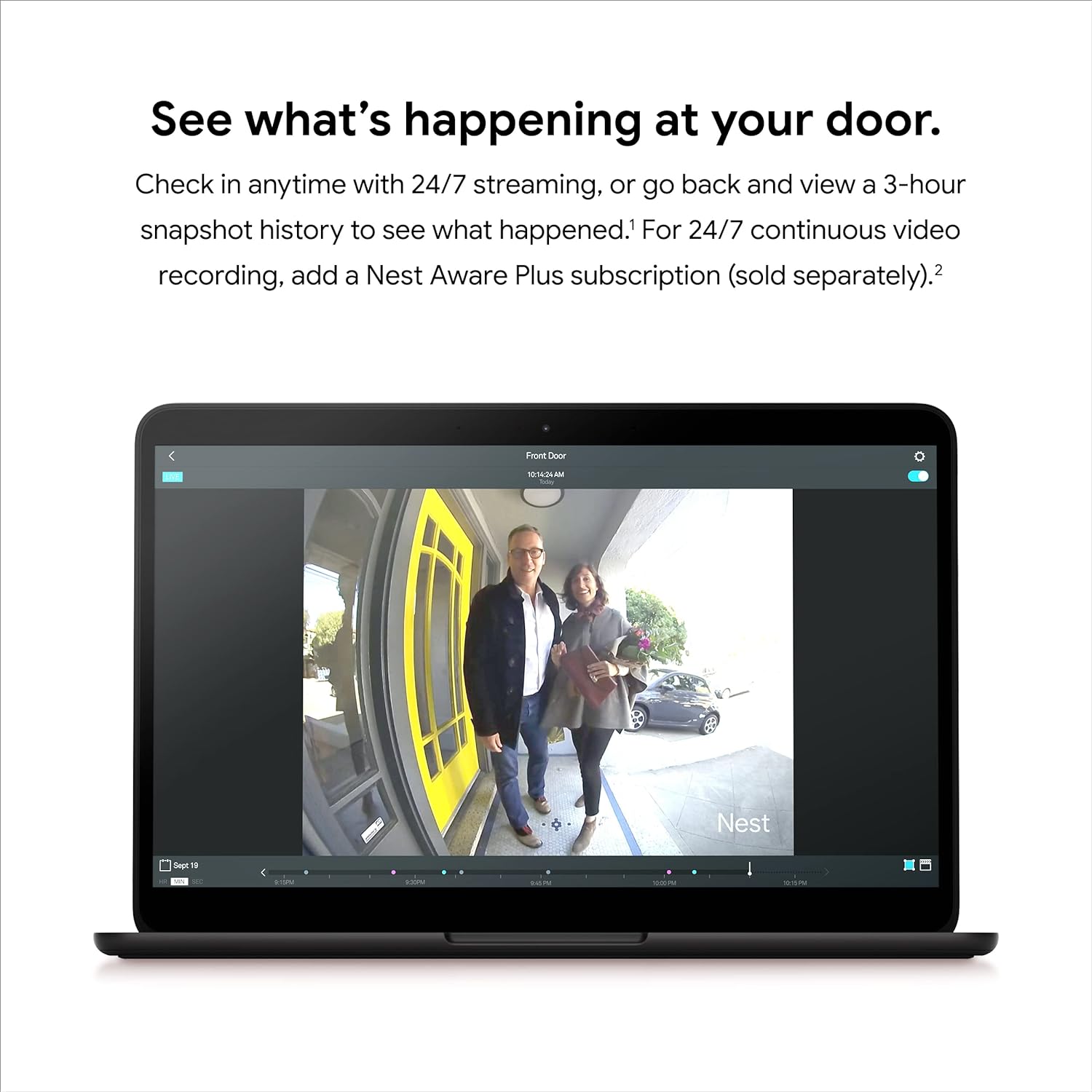 Google Nest Doorbell Nest Hello Timbre de video con transmisión 24/7 – Cámara inteligente de timbre para el hogar con video HDR, conversación y escucha HD, visión nocturna y alertas de persona