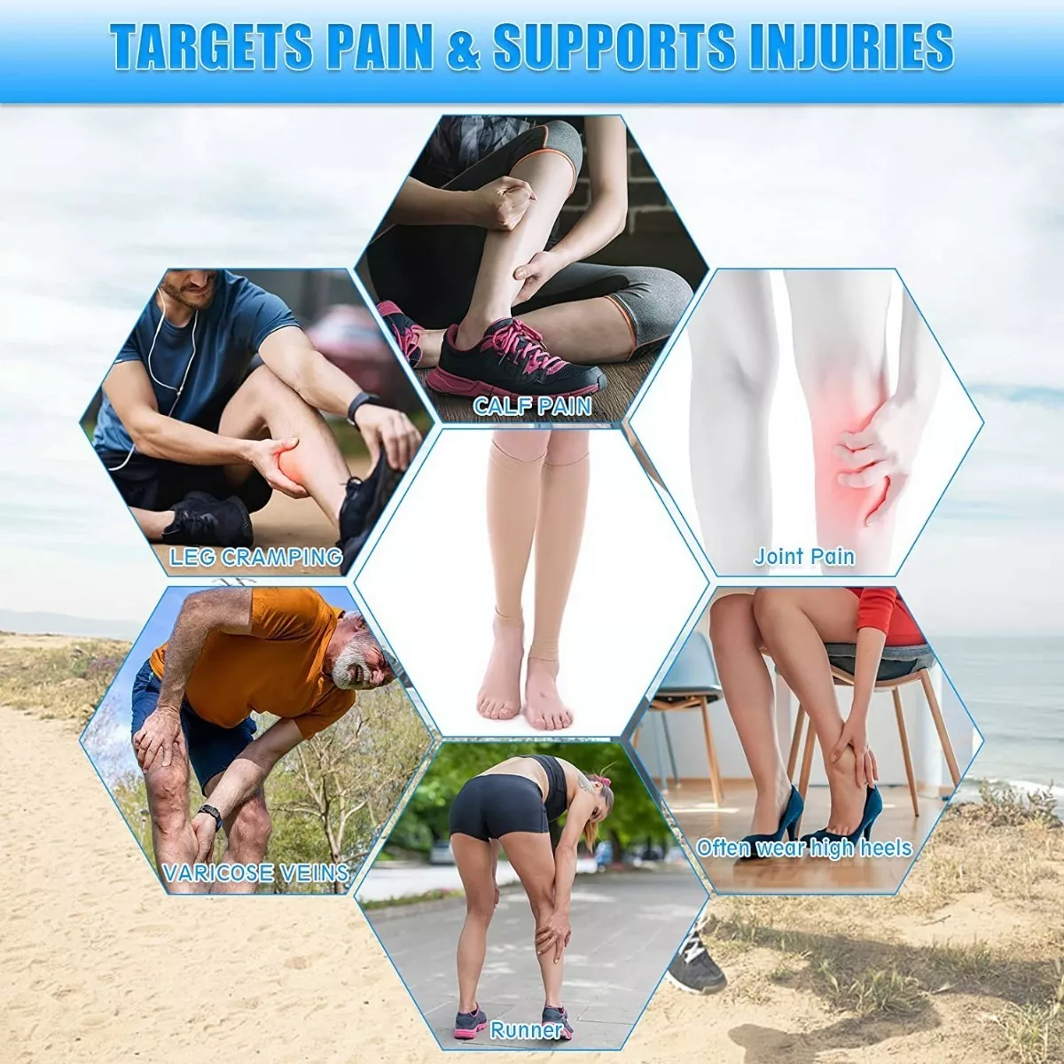 Medias De Compresión Para Varices Y Piernas Cansadas 2 Pair Piel.