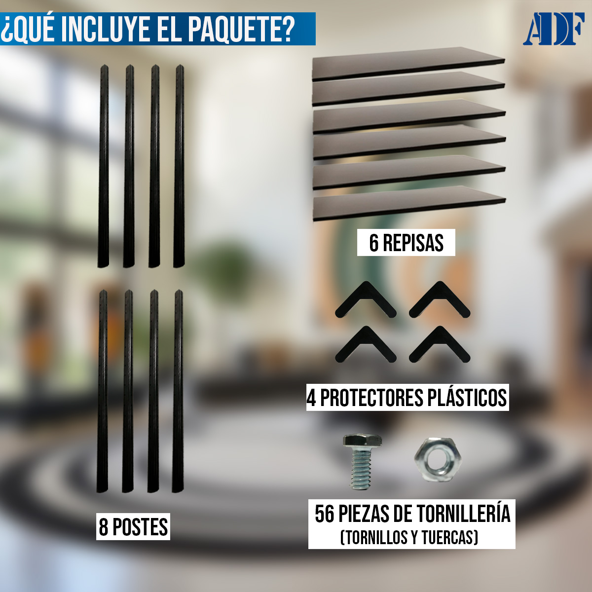 ADF Estante Anaquel Metálico con 6 Repisas Ajustable 190x84x45cm Organizador Color Negro, Carga 360Kg.